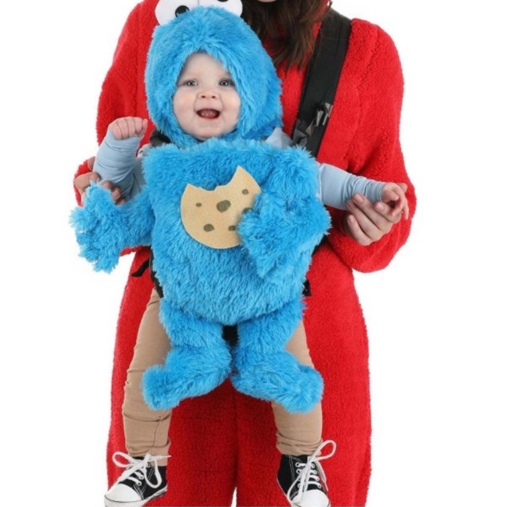 Sesame Street Blue Cookie Monster Front Wearing Costume W/ Hat Blue Toddler Baby